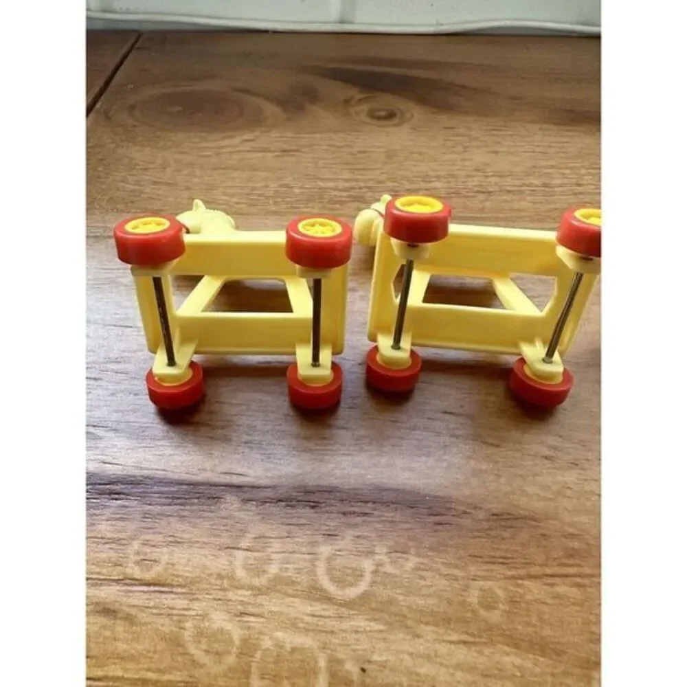 Lot of 2 McDonald's Happy Meal Toy Vintage‎ 1986 Yellow Horse on Wheels
